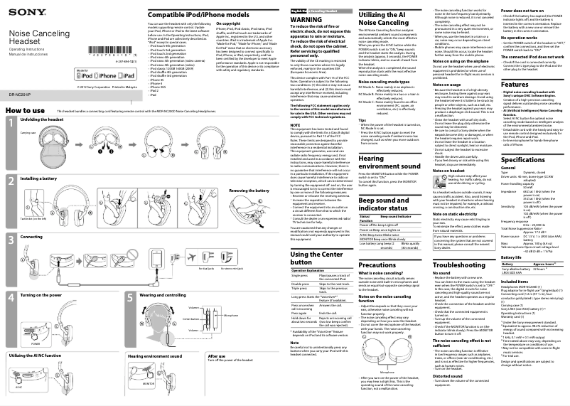 Page n°1 - Manuel utilisateur Sony DR-NC201iP