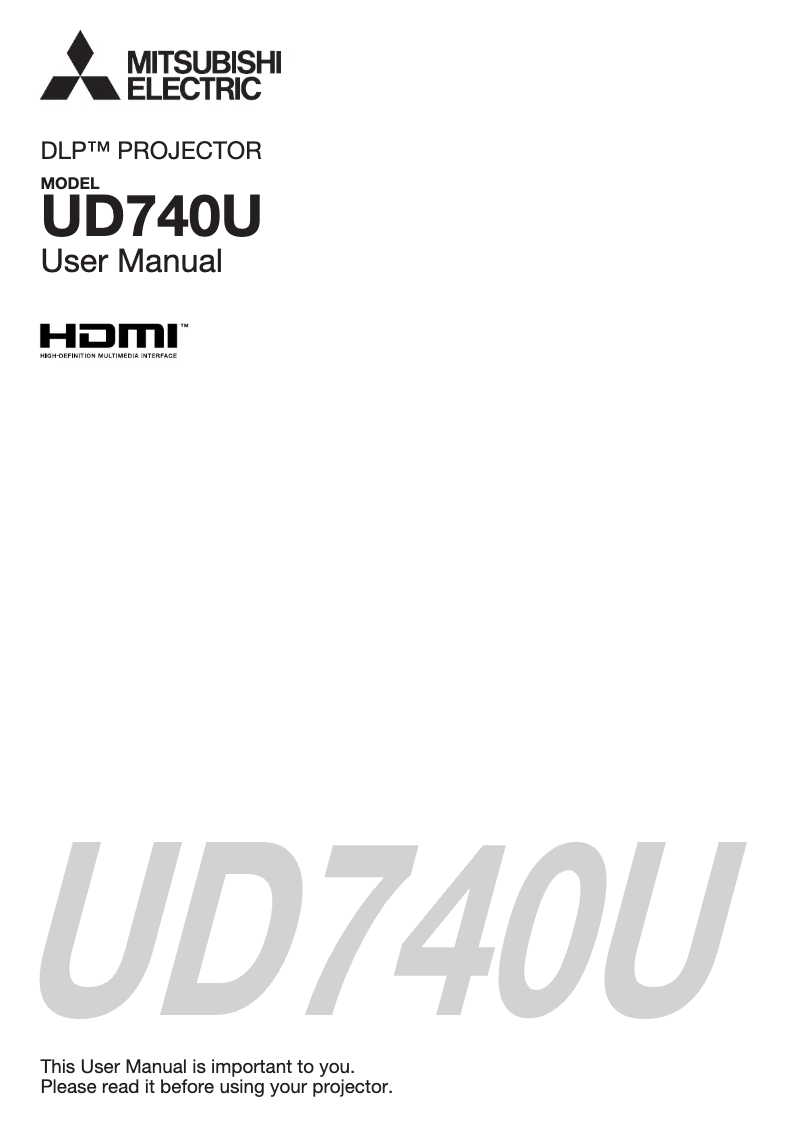 Page 1 de la notice Manuel utilisateur Mitsubishi UD740U