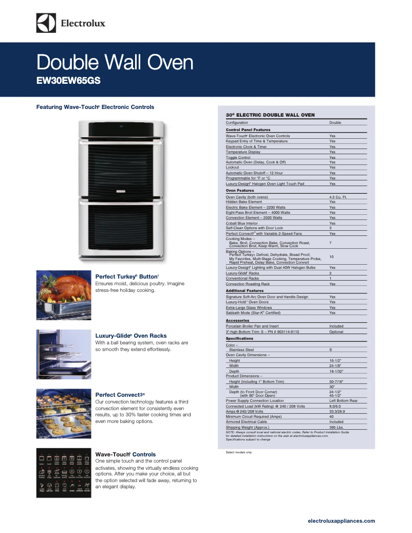 Page n°1 - Fiche technique Electrolux EW30EW65GS