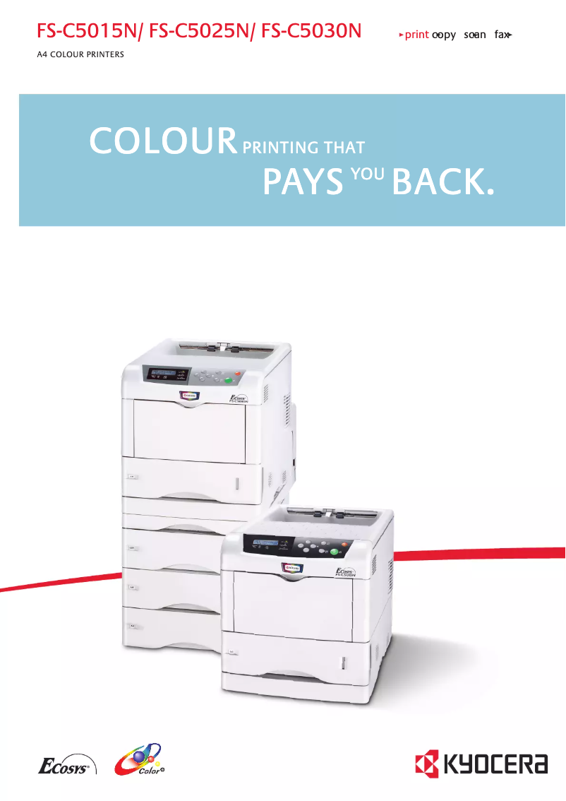 Page 1 de la notice Brochure Kyocera FS-C5030N