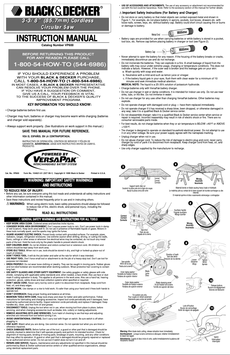 Page 1 de la notice Manuel utilisateur Black & Decker VP600T