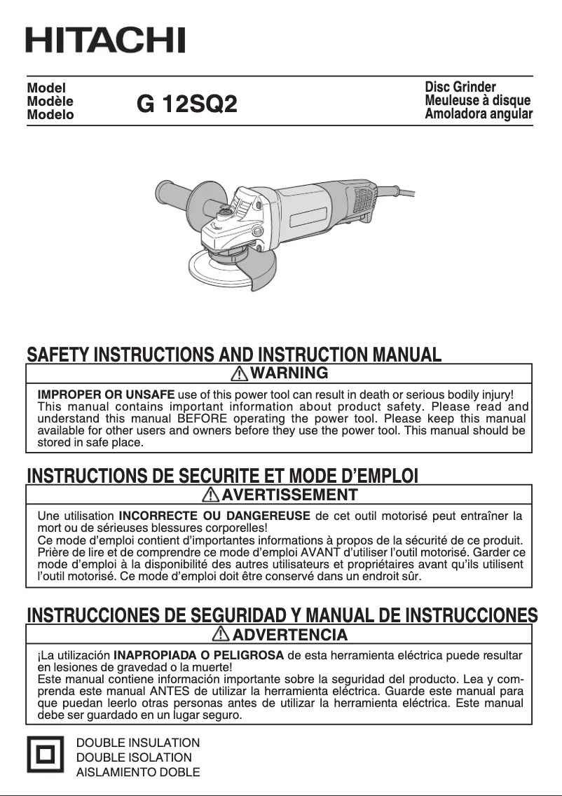 Page n°1 - Manuel utilisateur Hitachi G 12SQ2