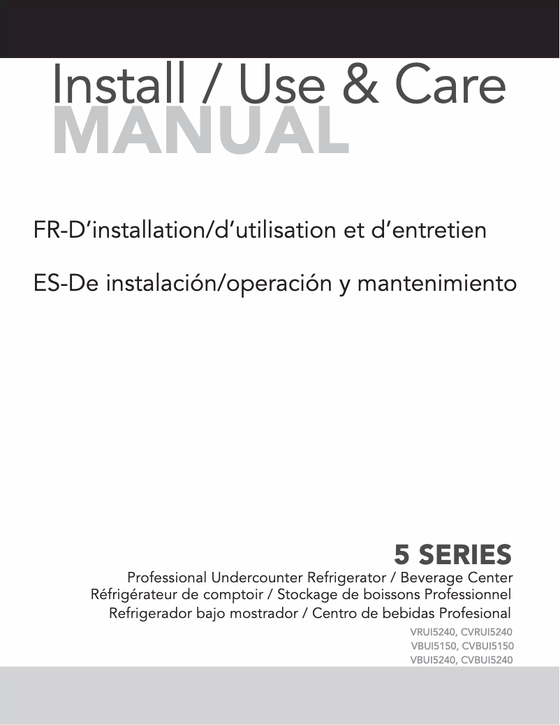 Page 1 de la notice Manuel utilisateur Viking VBUI5240GRSS