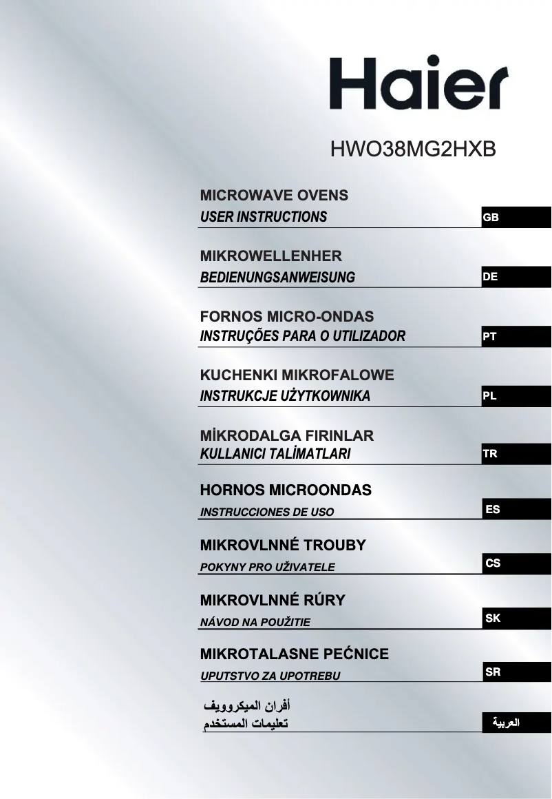 Page 1 de la notice Mode d'emploi Haier HWO38MG2HXB