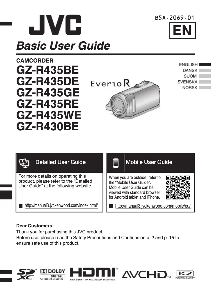 Page n°1 - Manuel utilisateur JVC Everio R GZ-R435REU