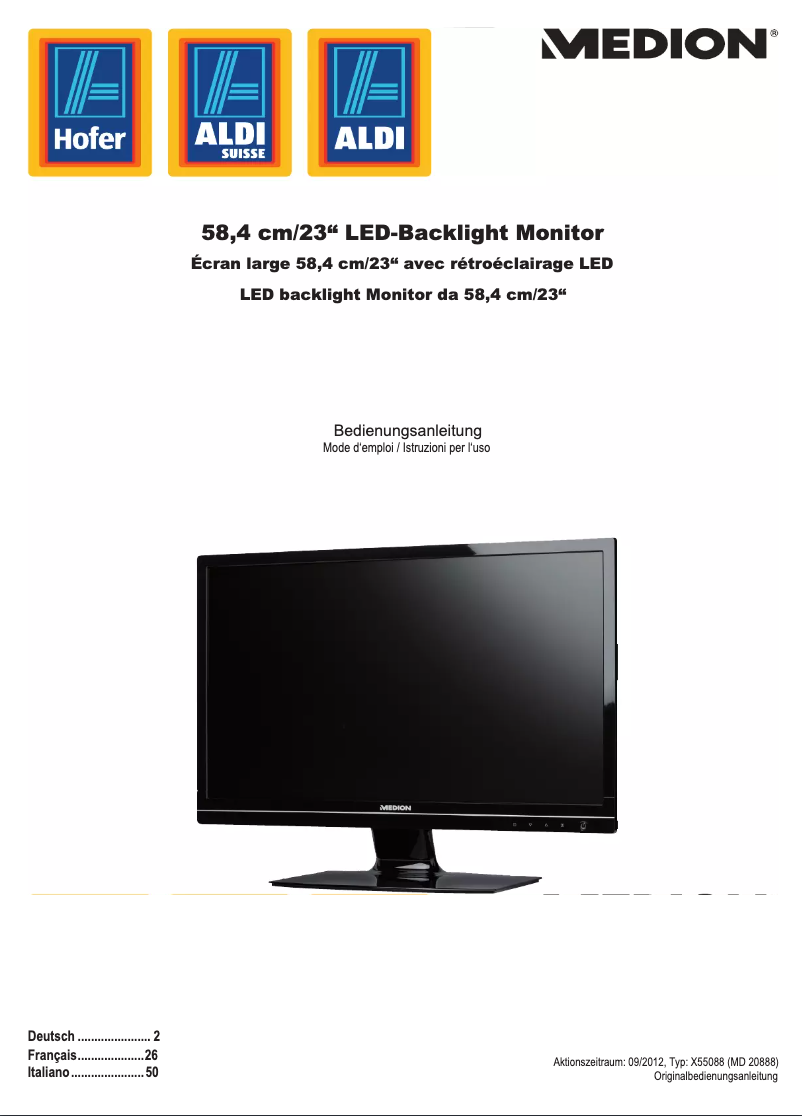 Page 1 de la notice Manuel utilisateur Medion Akoya X55088 (MD 20888)