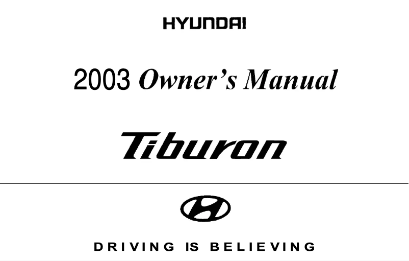 Page 1 de la notice Manuel utilisateur Hyundai Tiburon (2003)