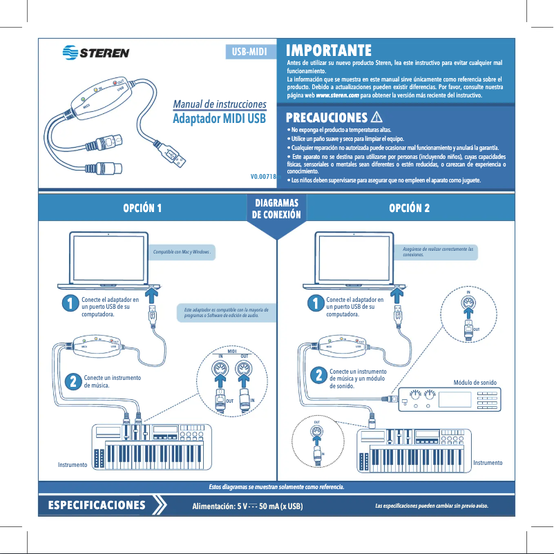 Image de la première page du manuel de l'appareil USB-MIDI