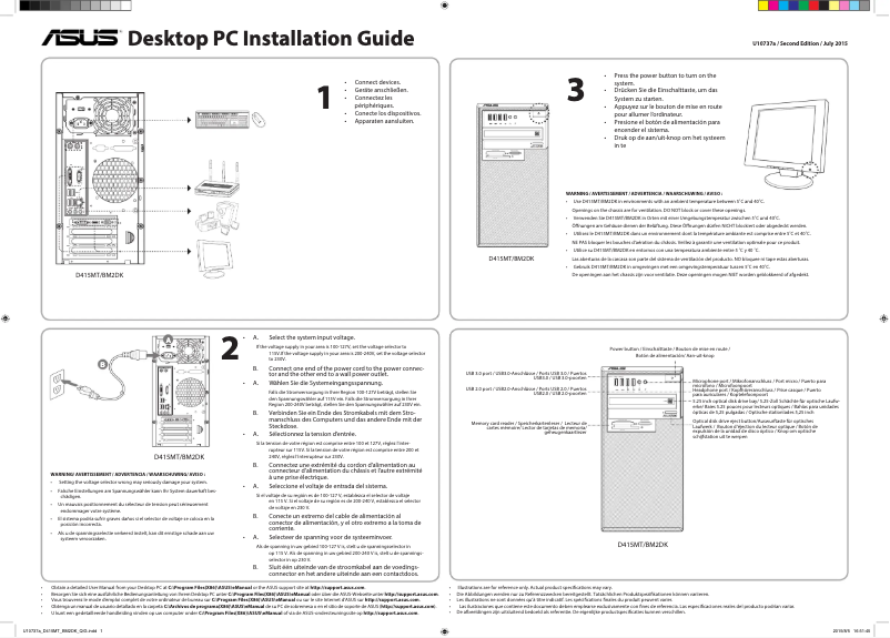 Page n°1 - Guide d'installation Asus D415MT