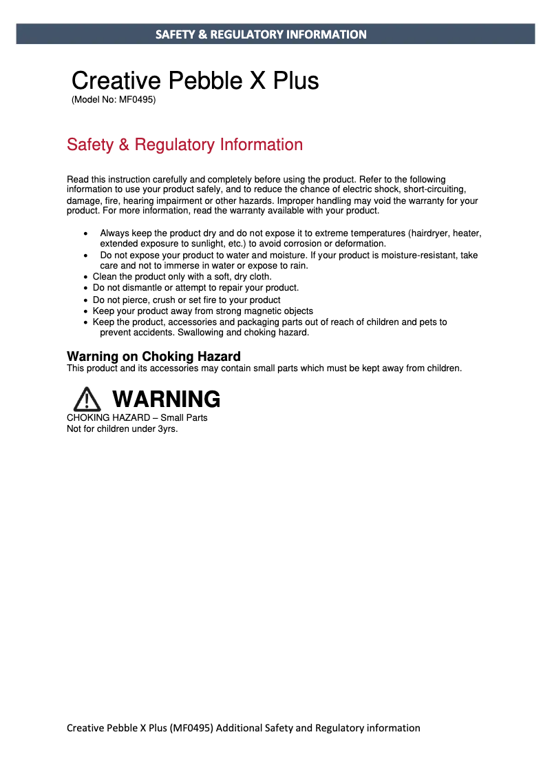 Página 1 del manual Instrucciones de seguridad Creative Pebble X Plus