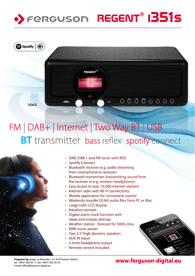 Page 1 de la notice Fiche technique Ferguson Regent i351S