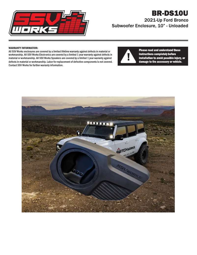 Page 1 de la notice Manuel utilisateur SSV Works BR-DS10U