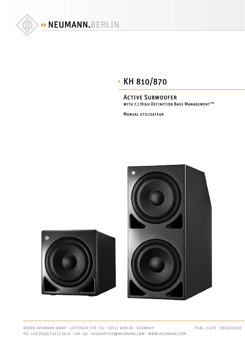 Page n°1 - Manuel utilisateur Neumann KH 810 G