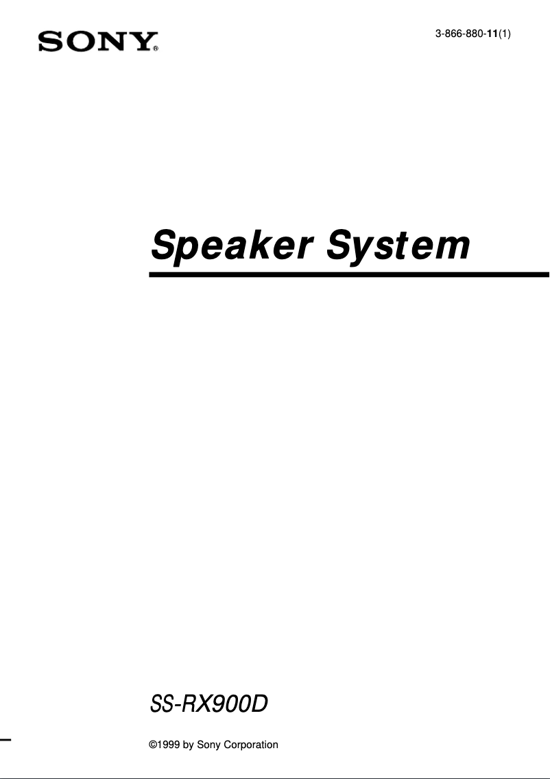 Page n°1 - Manuel utilisateur Sony SS-RX900D