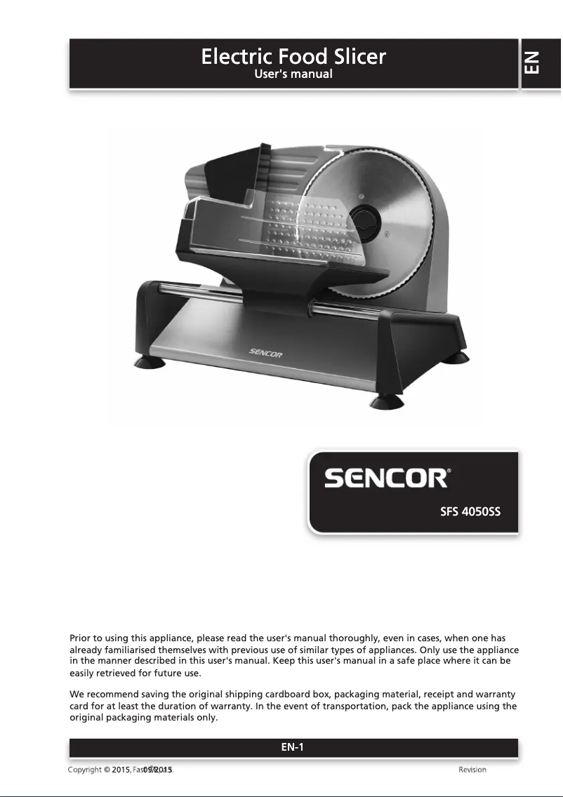 Page n°1 - Manuel utilisateur Sencor SFS 4050SS