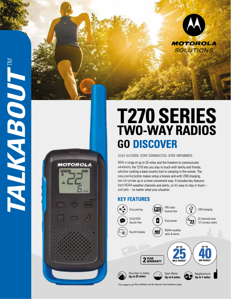Page 1 de la notice Fiche technique Motorola Talkabout T270