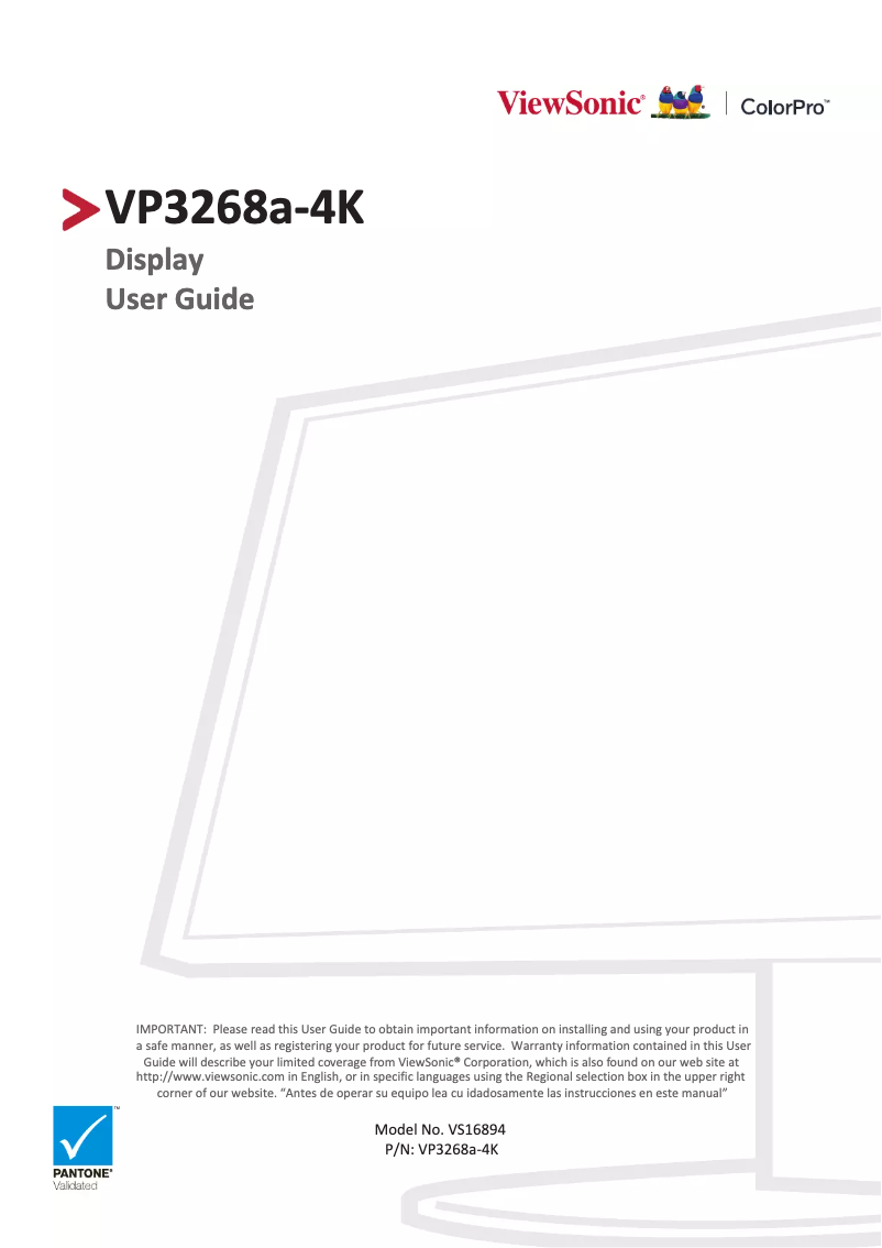 Page n°1 - Manuel utilisateur Viewsonic 3268A-4K