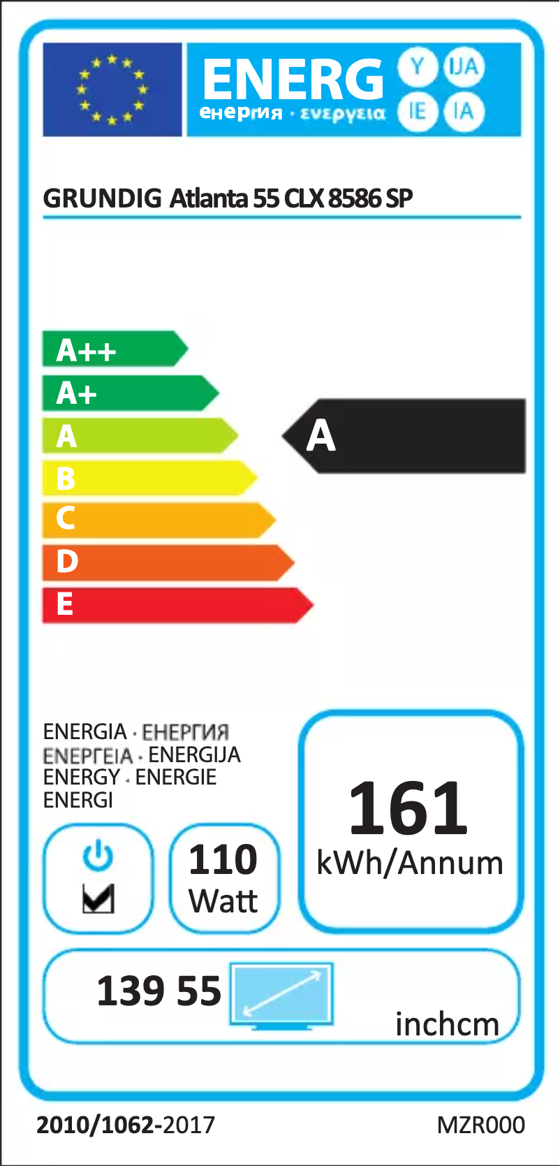 Page 1 de la notice Manuel utilisateur Grundig Atlanta 55 CLX 8586 SP