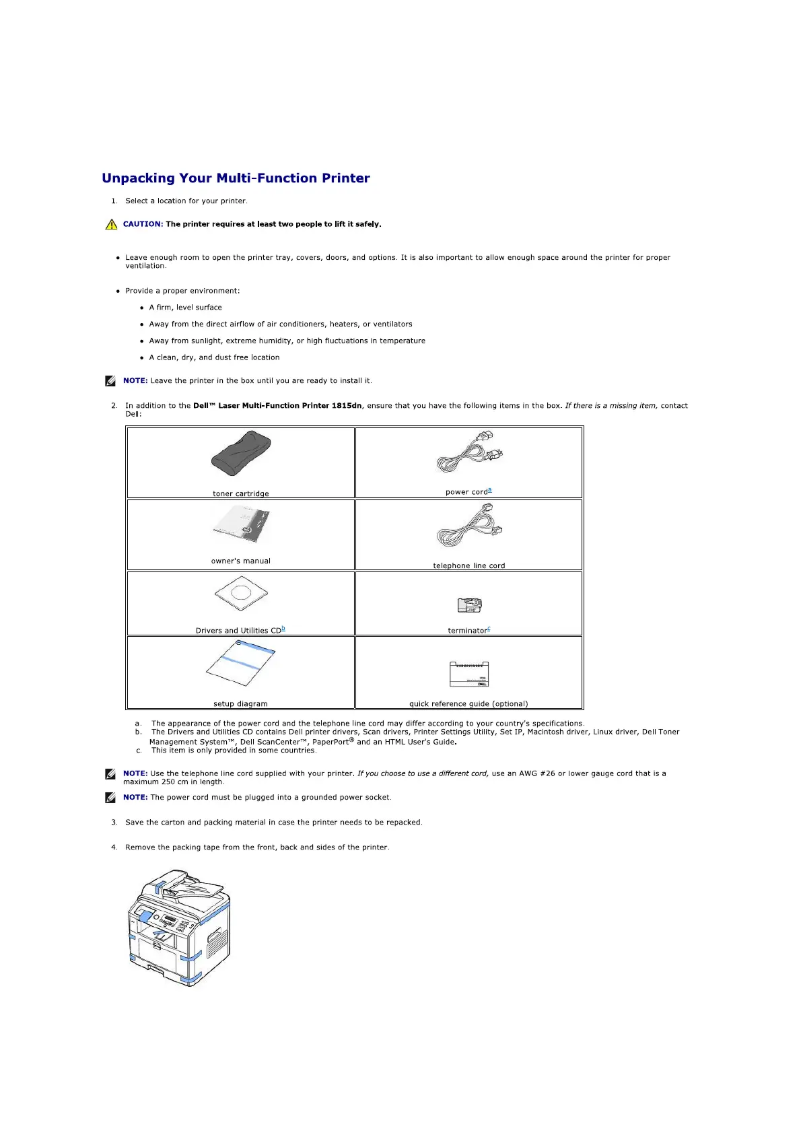 Page n°1 - Manuel utilisateur Dell 1815dn