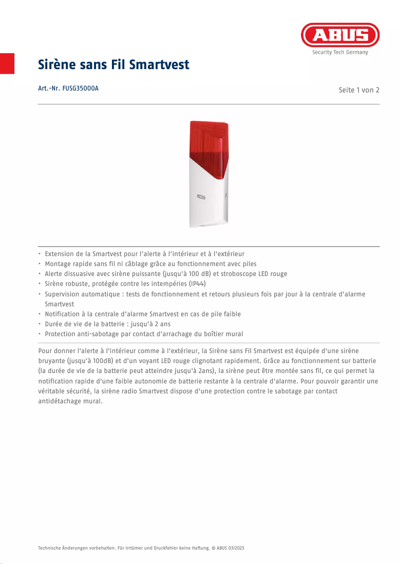 Image de la première page du manuel de l'appareil FUSG35000A