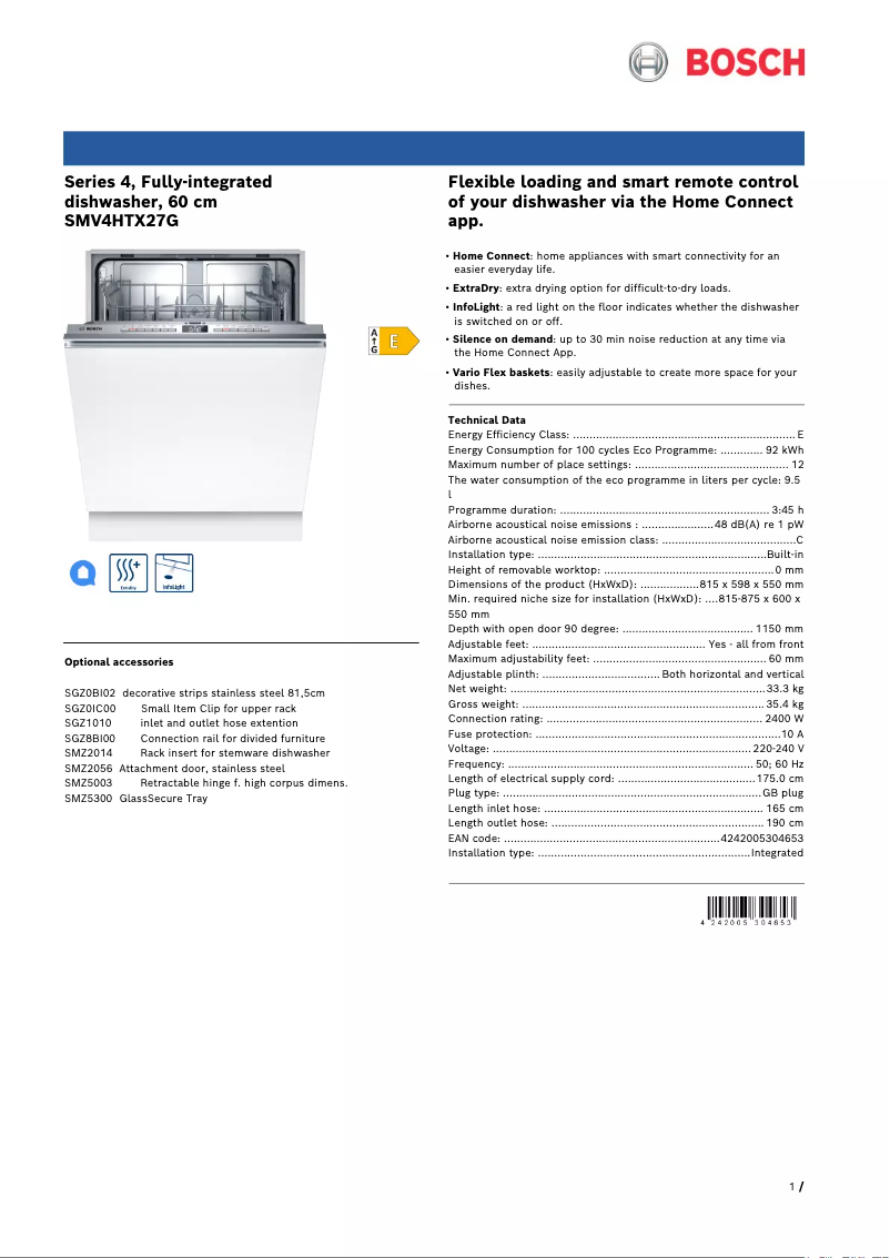 Image de la première page du manuel de l'appareil SMV4HTX27G