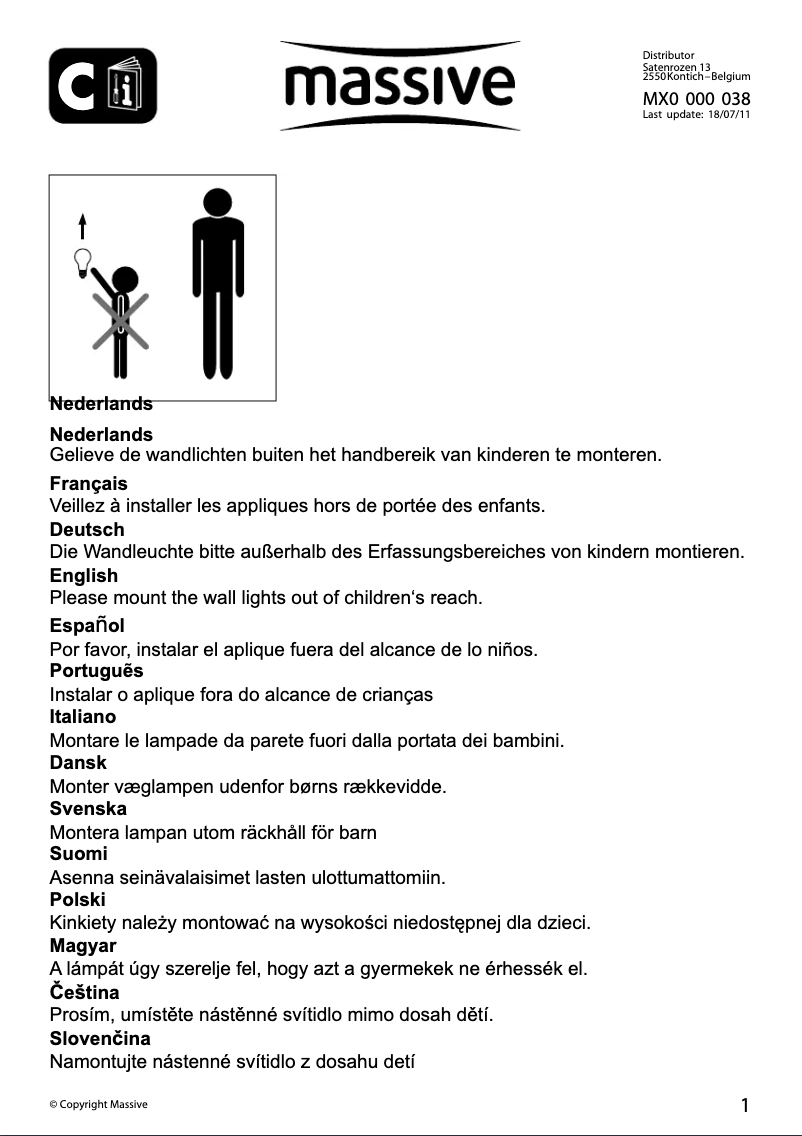 Page 1 de la notice Manuel utilisateur Massive Kico 56300/55/20