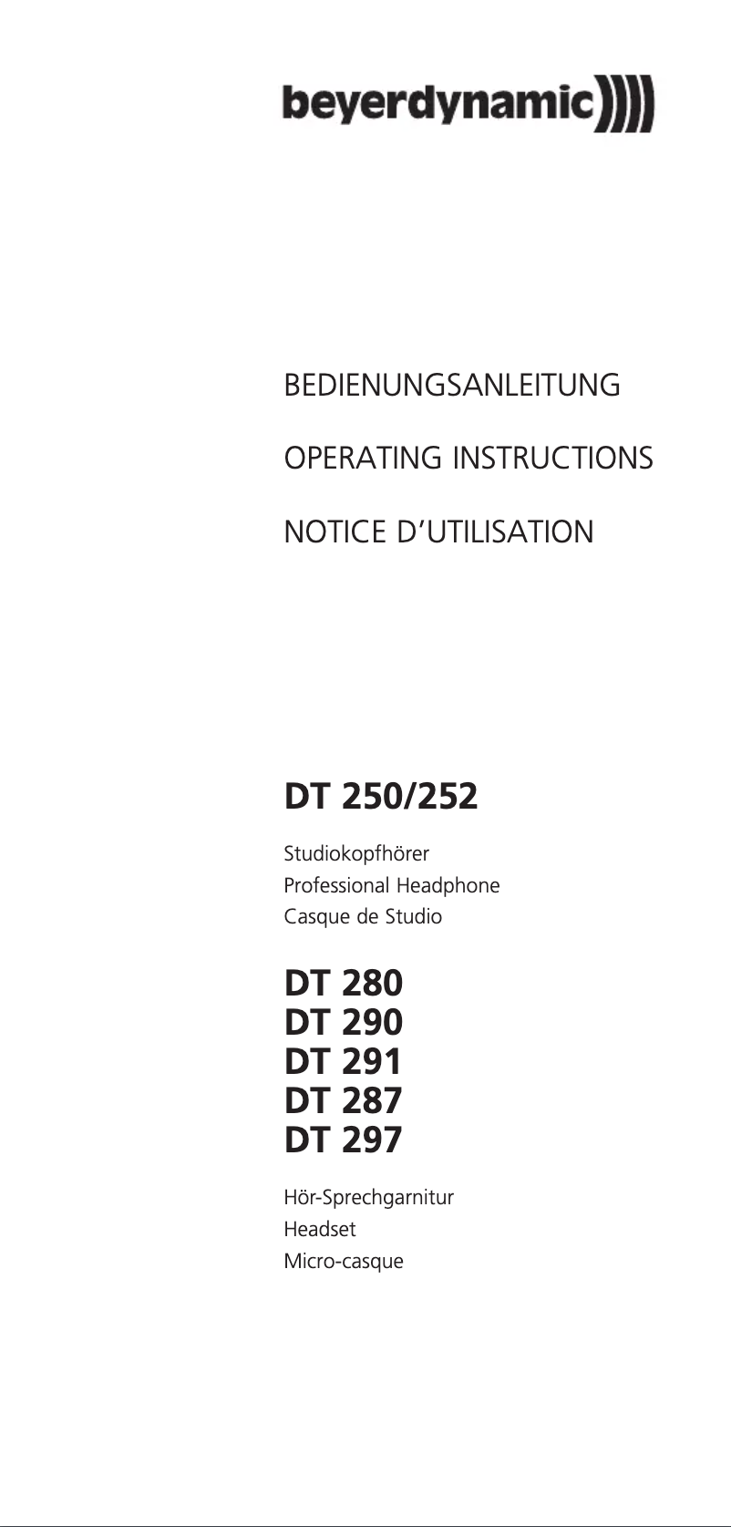 Image de la première page du manuel de l'appareil DT 252