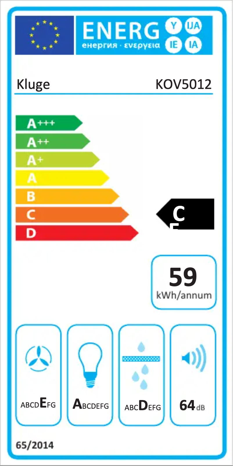 Page n°1 - Label énergétique Kluge KOV5012IX