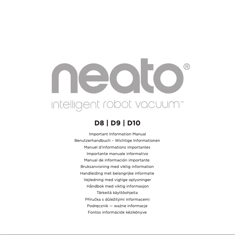 Page n°1 - Manuel utilisateur Neato Robotics D10