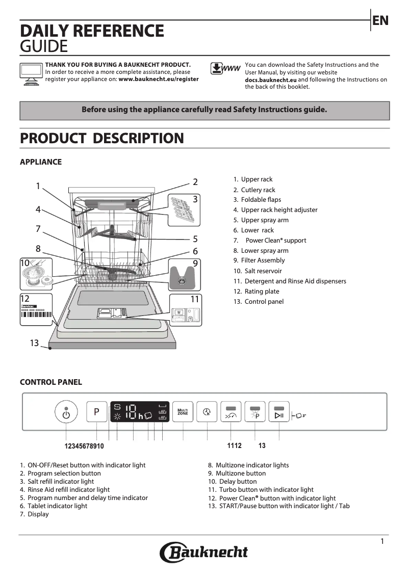 Page 1 de la notice Manuel utilisateur Bauknecht BCIO 3O33 PLE S CH