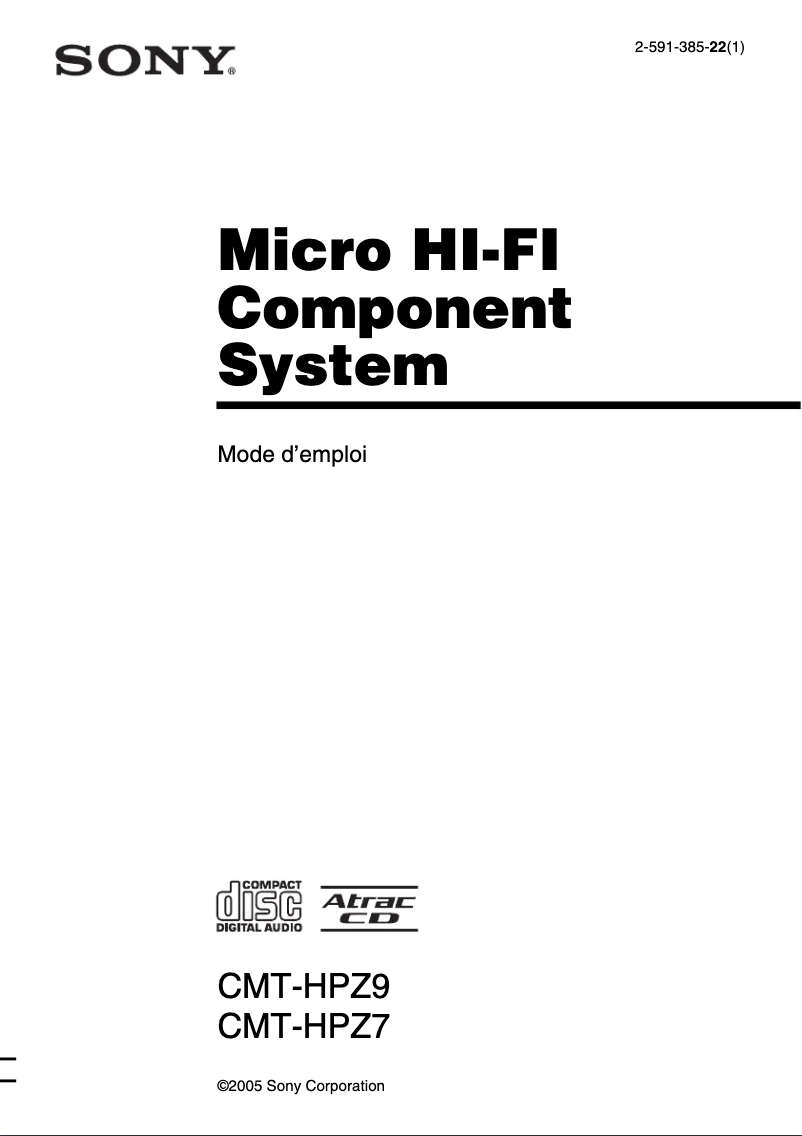 Page n°1 - Manuel utilisateur Sony CMT-HPZ9