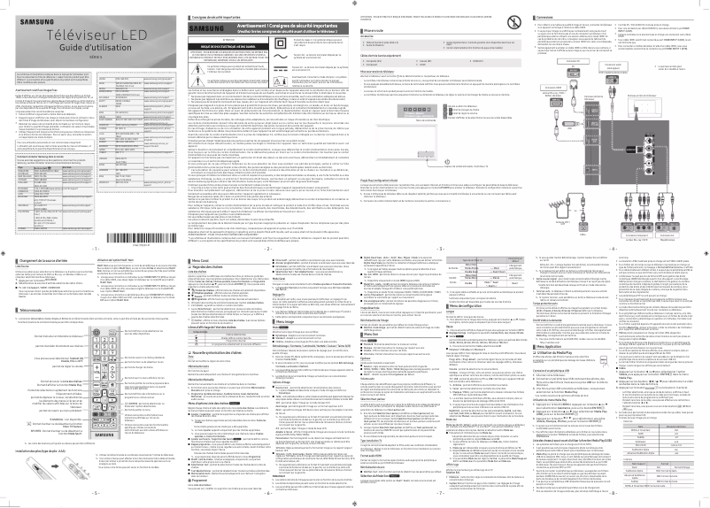 Page 1 de la notice Manuel utilisateur Samsung UA40M5000AR