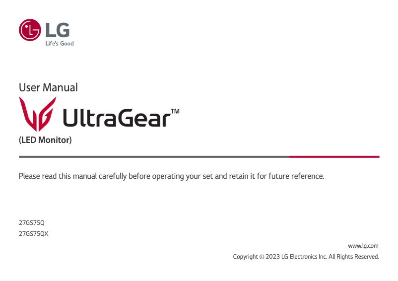 Page n°1 - Manuel utilisateur LG UltraGear 27GS75Q