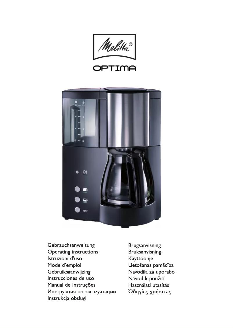 Page n°1 - Manuel utilisateur Melitta Optima
