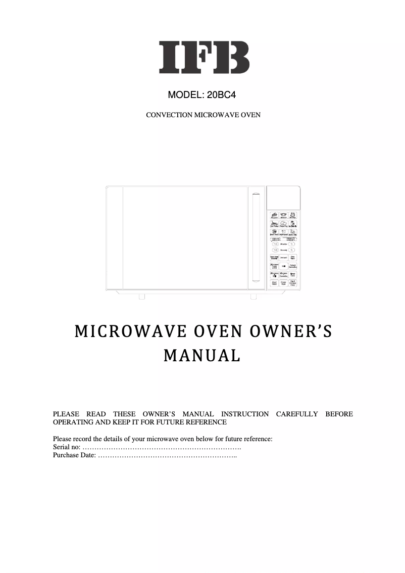 Page 1 de la notice Manuel utilisateur IFB 20BC4
