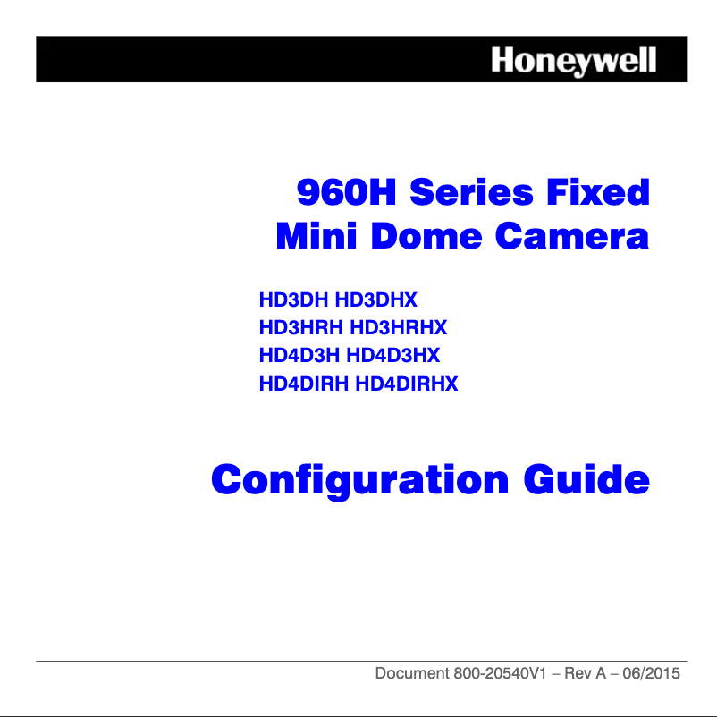 Page 1 de la notice Manuel utilisateur Honeywell 960H