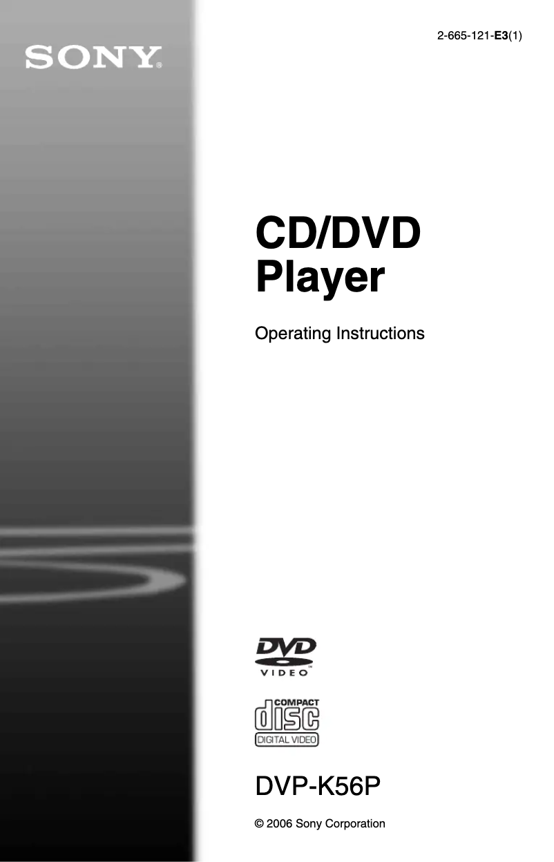 Page n°1 - Manuel utilisateur Sony DVP-K56P