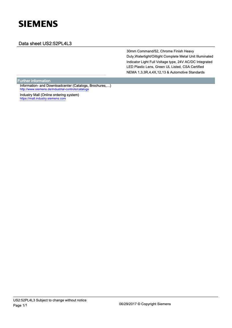 Image de la première page du manuel de l'appareil US2:52PL4L3