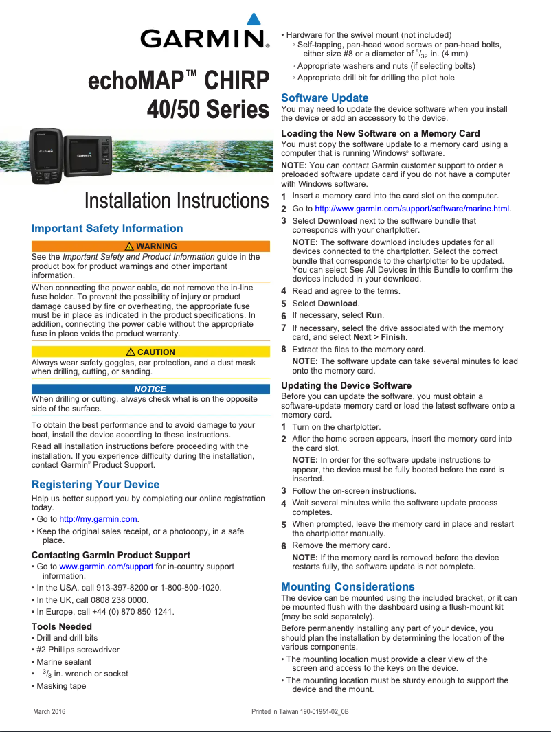 Page n°1 - Manuel utilisateur Garmin EchoMAP CHIRP 50