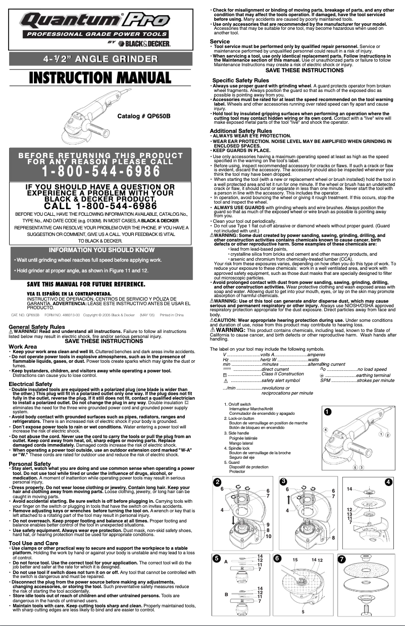 Page 1 de la notice Manuel utilisateur Black & Decker QP650B