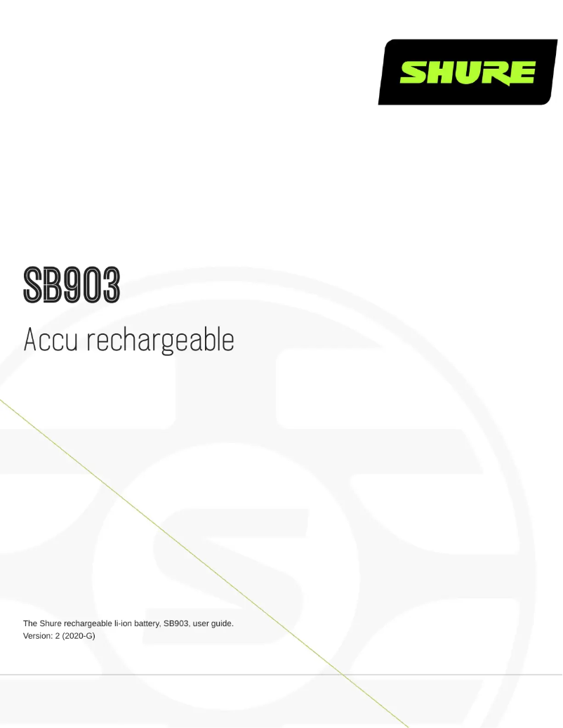 Page 1 de la notice Manuel utilisateur Shure SB903