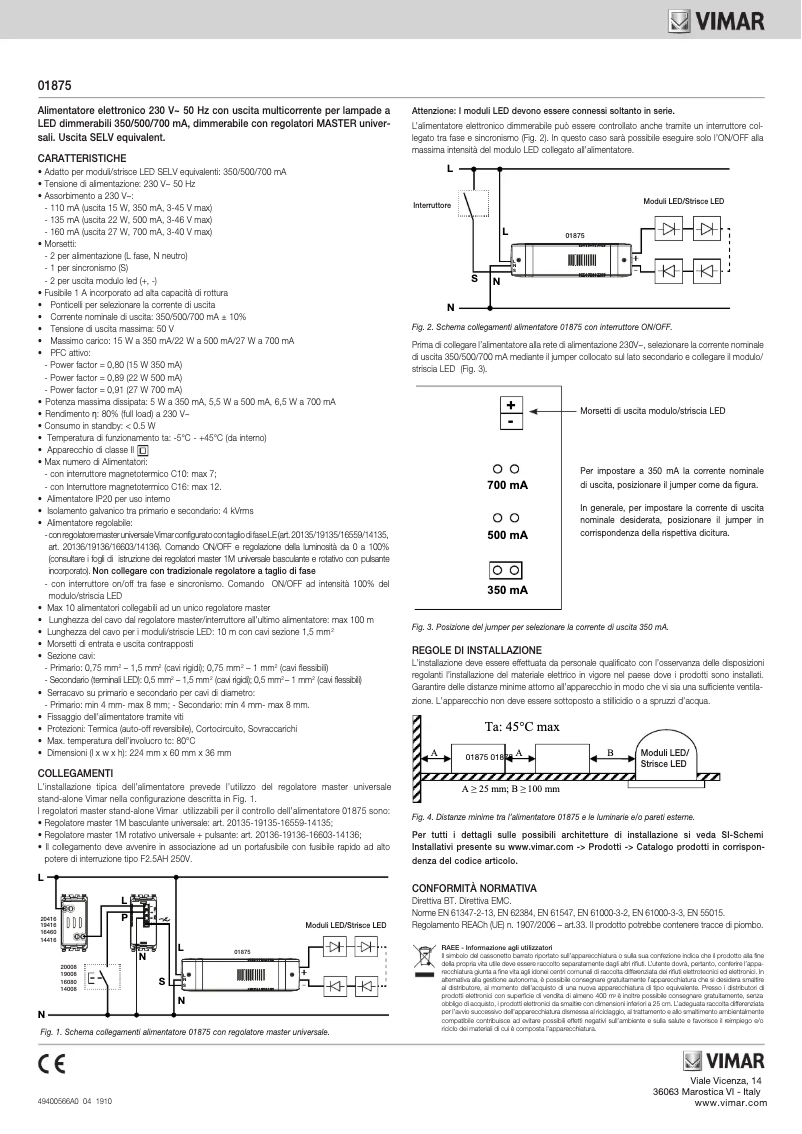 Page n°1 - Instructions / montage Vimar 01875