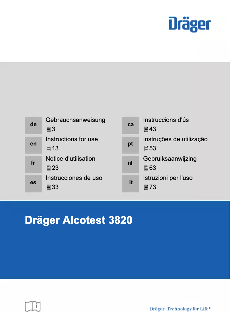 Image de la première page du manuel de l'appareil Alcotest 3820