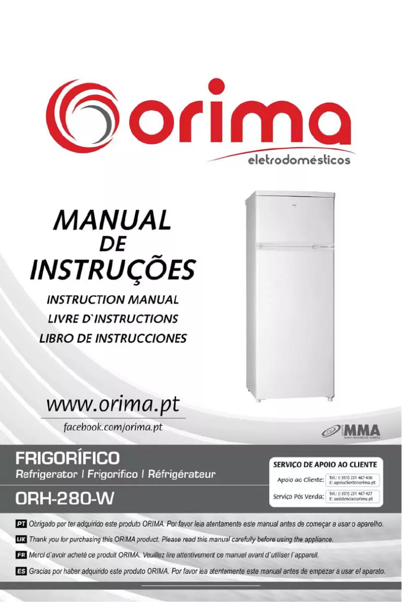 Page 1 de la notice Manuel utilisateur Orima ORH 280 W
