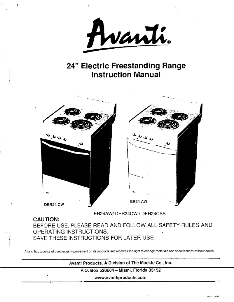 Imagen de la primera página del manual del dispositivo ER24AW