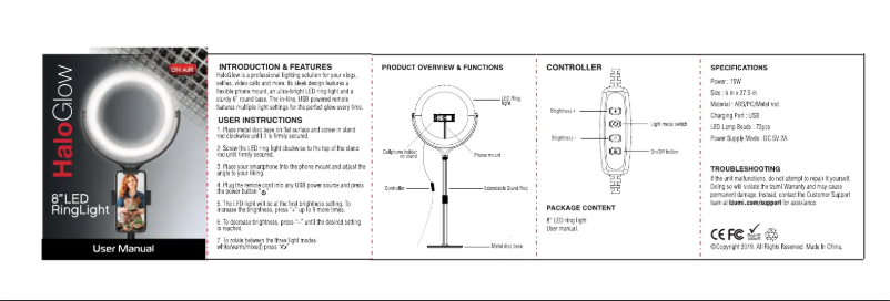 Image de la première page du manuel de l'appareil Halo Glow