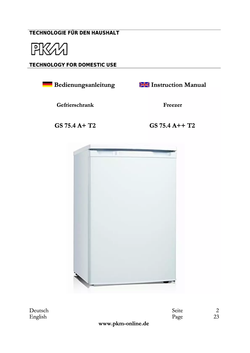 Page 1 de la notice Manuel utilisateur PKM GS75.4A+T2