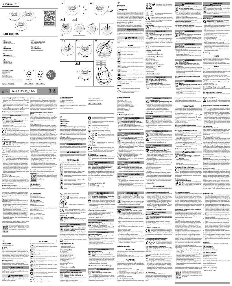 Page 1 de la notice Manuel utilisateur Livarno Lux IAN 317455