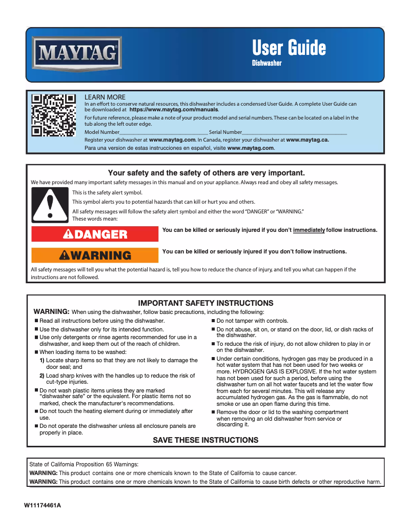 Page 1 de la notice Manuel utilisateur Maytag MDB4949SHB