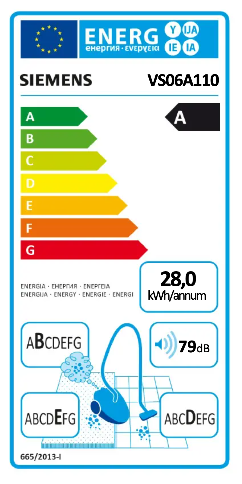 Page n°1 - Label énergétique Siemens VS06A110